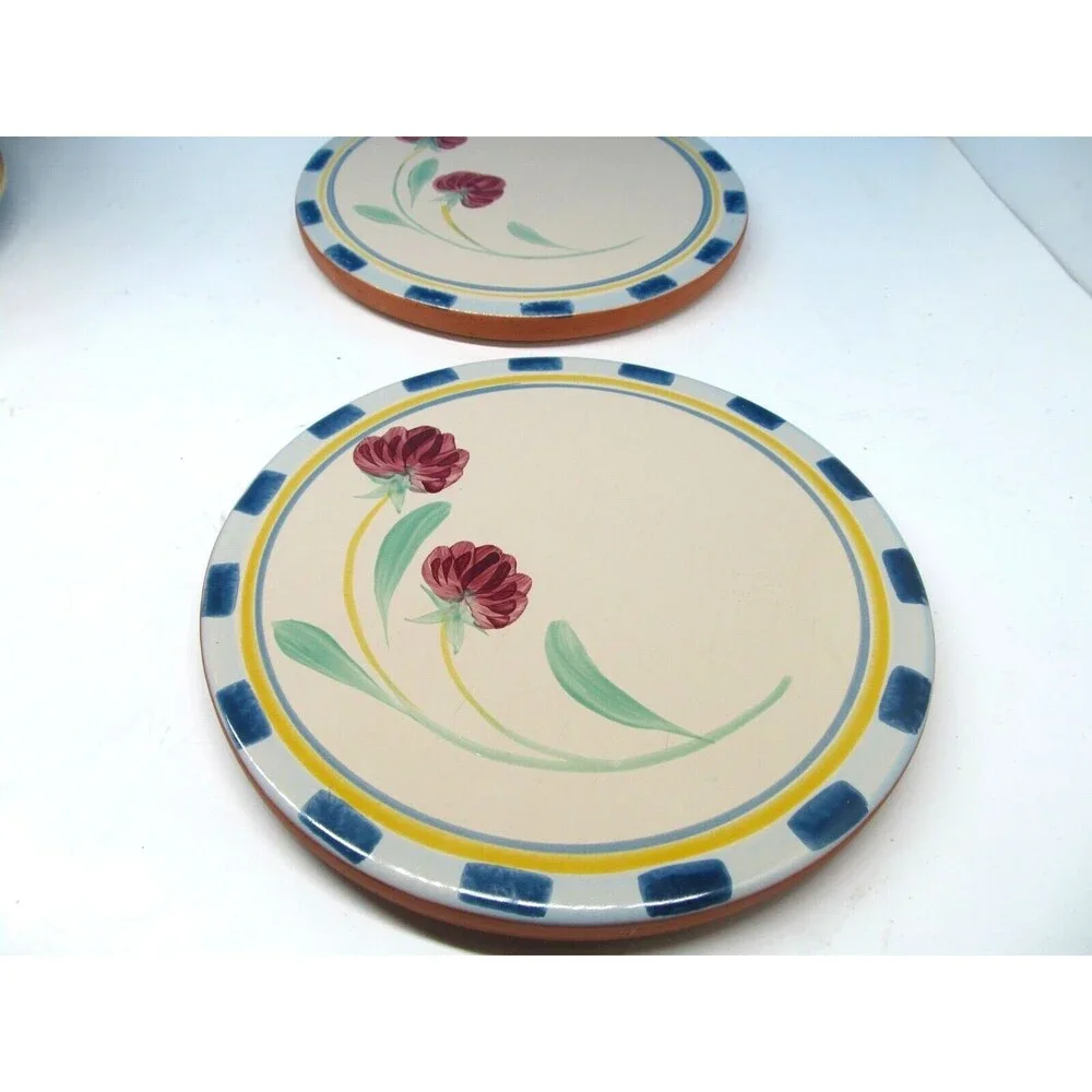Lenox Poppies on Blue Terra Cotta Trivet bundle of 2
